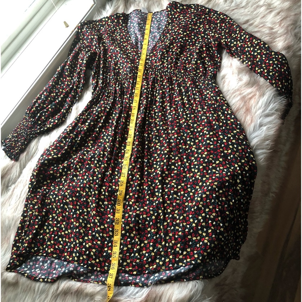 GAP Floral Midi Dress - Black with Multicolor Accents